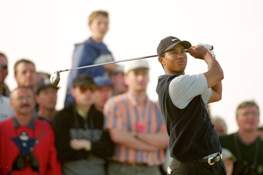 Tiger Woods in round three of The Open in 2000